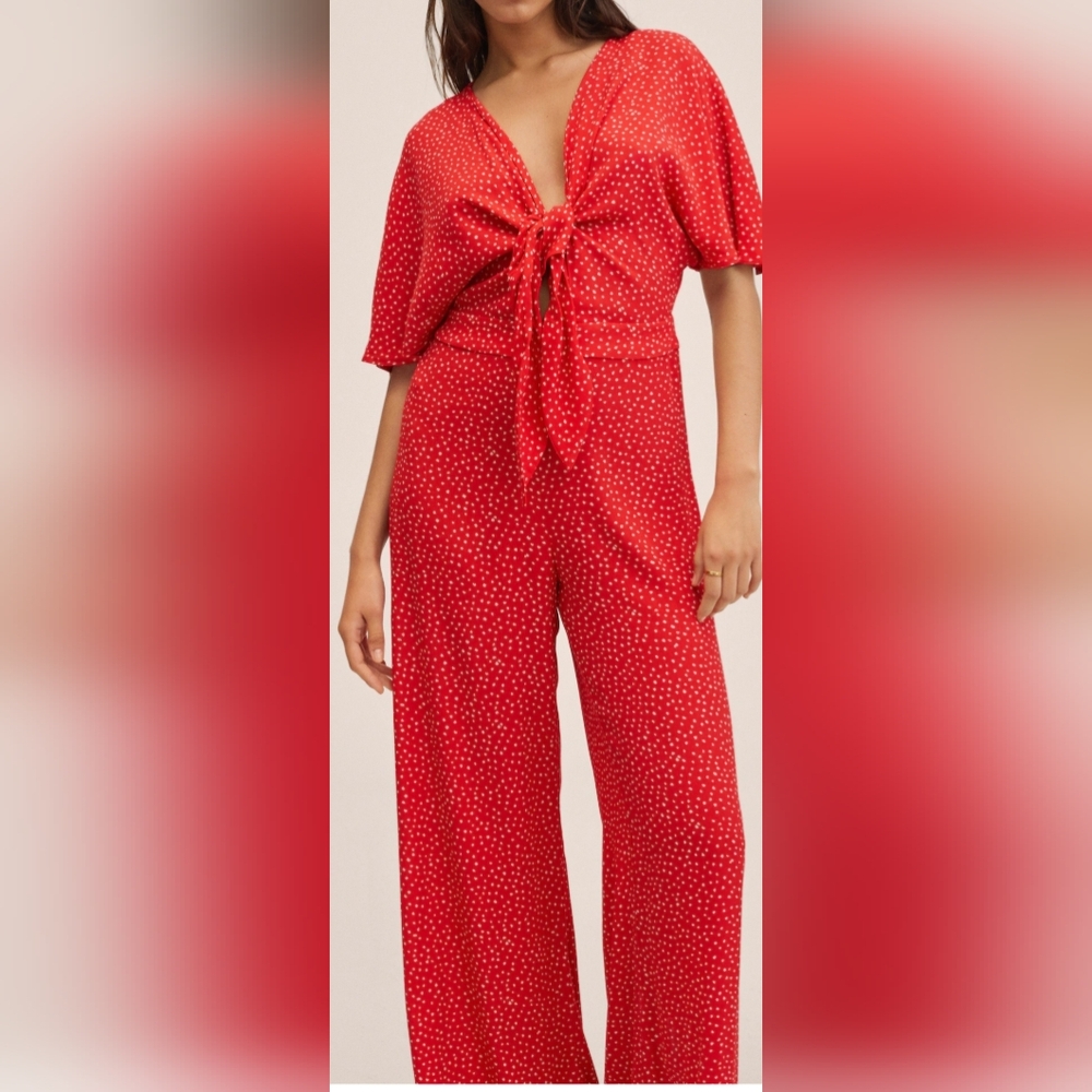 MANGO red white hearts jumpsuit NWT size Xxs